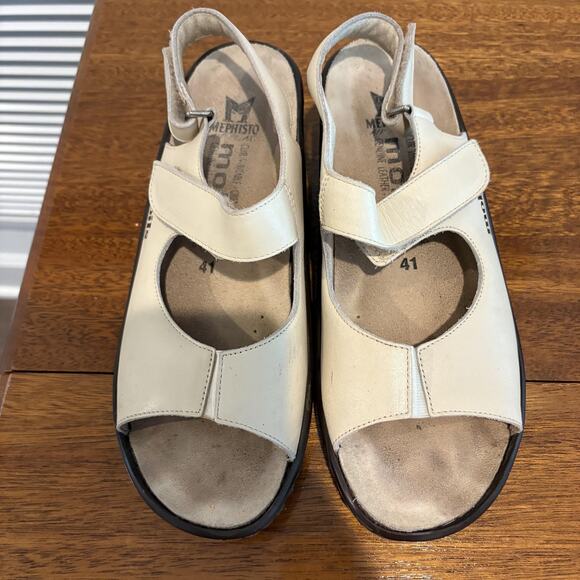 Mephisto Mobils Sandals Womens 10.5 Size 41 EU Leather Wedge Comfort Hook & Loop - Picture 3 of 11